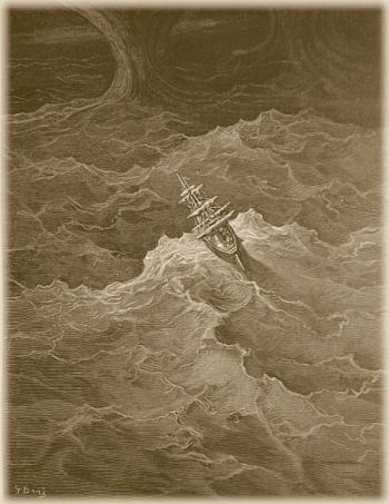 Gustav Dore Illustration: The ship drove fast, loud roared the blast...